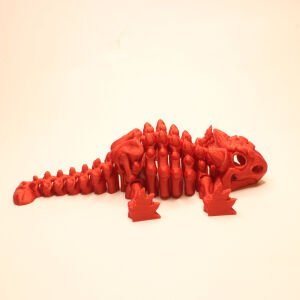 ANKYLOSAURUS FOSİL DİNAZOR 3D HAREKETLİ MODEL KIRMIZI